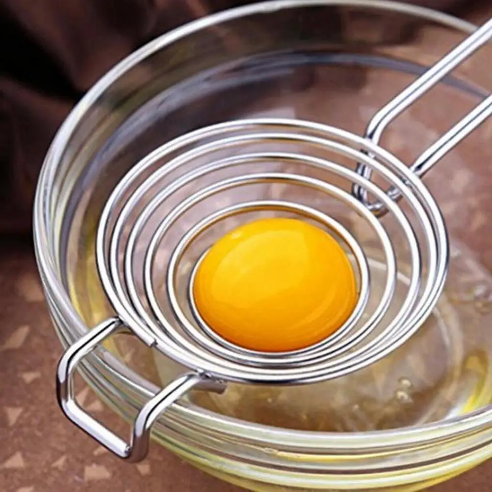 Egg Divider Long Handle Kitchen Tool Stainless Steel Circles Funnel Egg Yolk Separator Tools For Kitchen