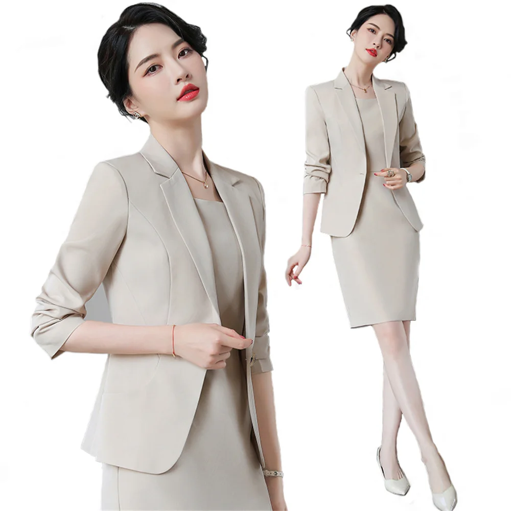 Luxury Women Dresses Set 2023 New in Office Lady Office Lady Professional Business Two Piece Set Female Blazer with Dress