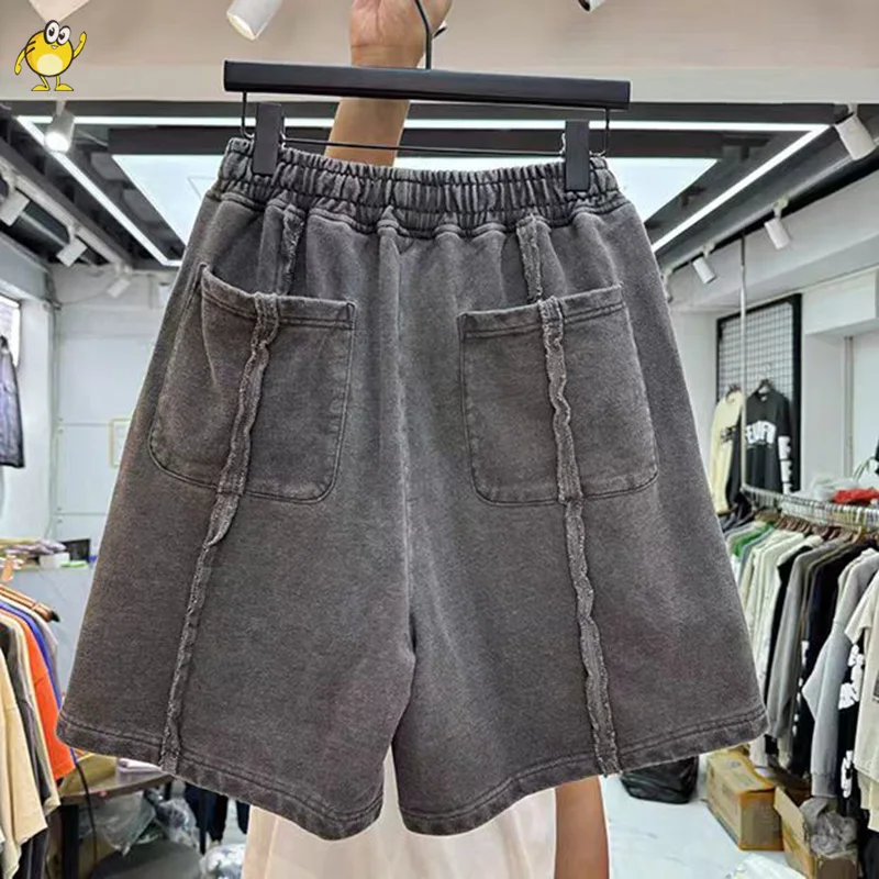 Heavy Fabric Casual Loose Washed THUG CLUB Shorts Men Woman Top Quality Drawstring Fashion Streetwear