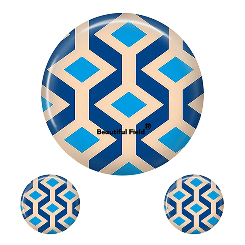 Colorful Geometric Patterned Glass Cabochon for DIY Jewelry Making, Sizes 8-40mm