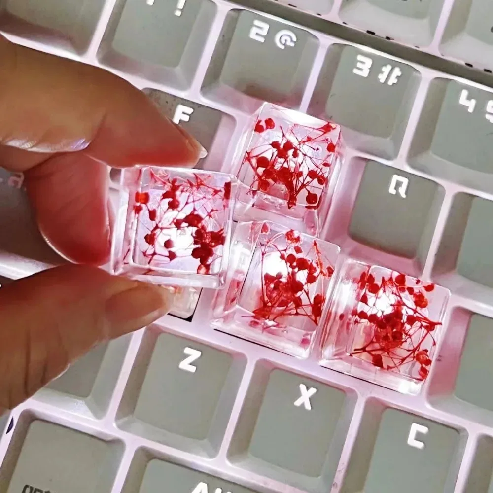 

4 шт./набор, прозрачная клавиатура с рисунком цветов