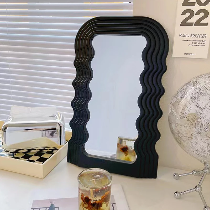 

Frame Mirror Nordic Art Makeup Vintage Bathroom Wall Round Big Irregular Metal Mirrors Portable Wandspiegel Girls Decorations