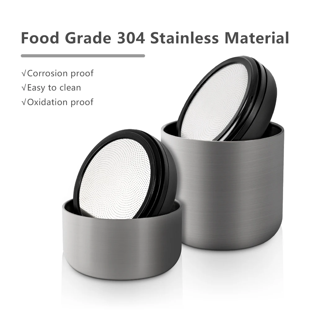 CAFEMASY Stainless Steel Vacuum-Sealed Airtight Coffee Storage Jar