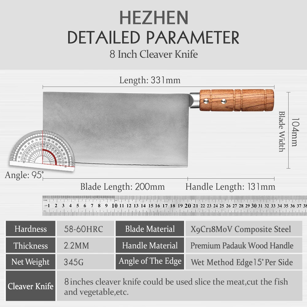 Chef Knife 3 Layers Composite Stainless Steel Slicing Knife 7 or 8 Inches
