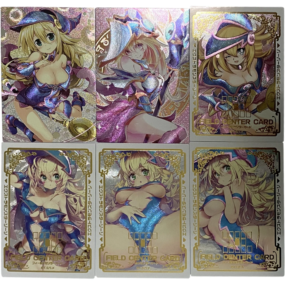 

6 шт./компл. Yu Gi Oh Flash Cards Black Magician Girl ACG Sexy Kawaii Дуэль Монстры Классическая игра Аниме коллекционные карты подарки игрушки