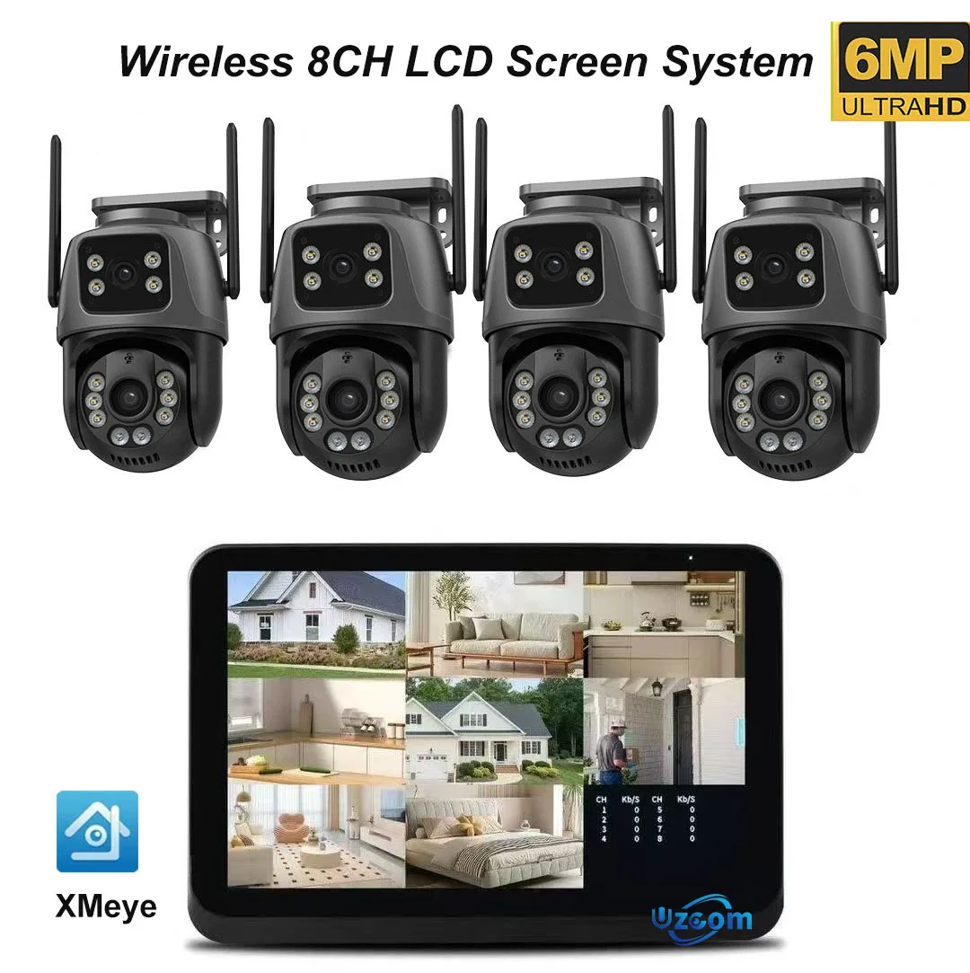 8CH 4K NVR Wireless Security Camera Kit with AI Human Detection 6MP PTZ Outdoor WiFi Night Vision CCTV Surveillance System XMeye 1