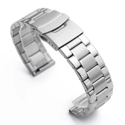 Premium Curved End Stainless Steel Men's Sport Watch Band with Tool - 22mm (Silver - Flat End)