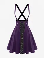 ROSEGAL Plus Size Women's High Waist Jumper Skirts Gothic Lace Up Buckles Godet Hem A Line Suspender Skirt Three Colors Choose - Image 6
