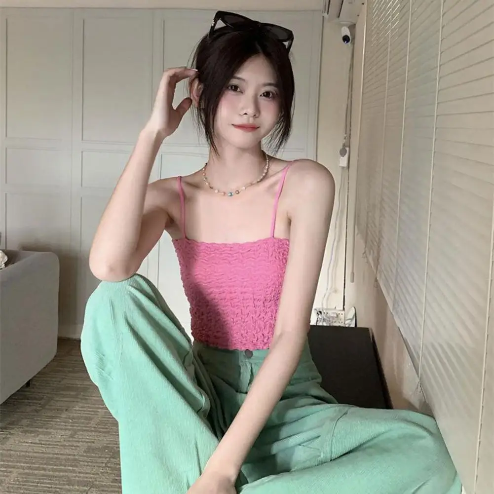 

Trendy Camisole Top with Padded Skinny Sleeveless Short Summer Camisole Top Comfy Sling Bra Daily Clothing