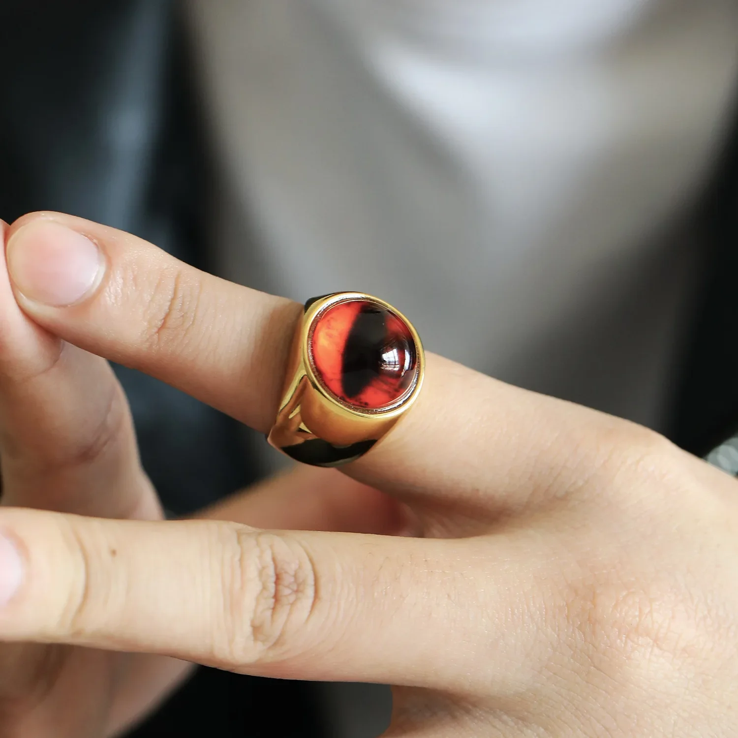 Punk Hiphop Multicolour Evil Eye Chunky Finger Ring Men Waterproof Gold Plate Lightweight Stainless Steel Rings Turkey Jewelry