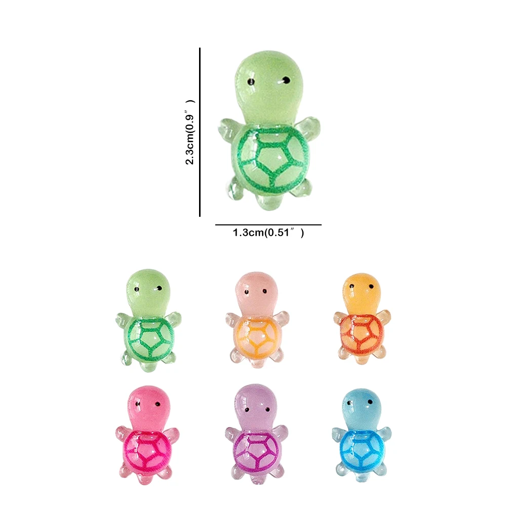 100Pcs Luminous Mini Resin Turtles Mini Resin Animals Sea Turtles Figurines for Fairy Garden Micro Landscaping Decoration