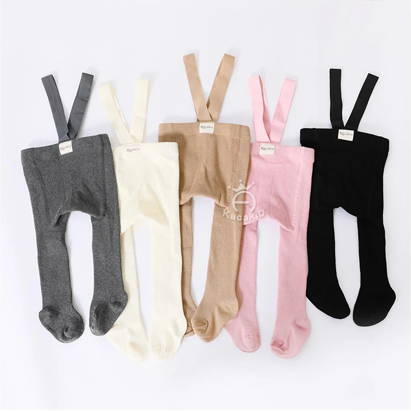 Xmas Baby Girl Boy Stocking 0-24M Infant Toddler Knit Tights Newborn Suspender Tights Pantyhose Solid High Waist Overall Legging