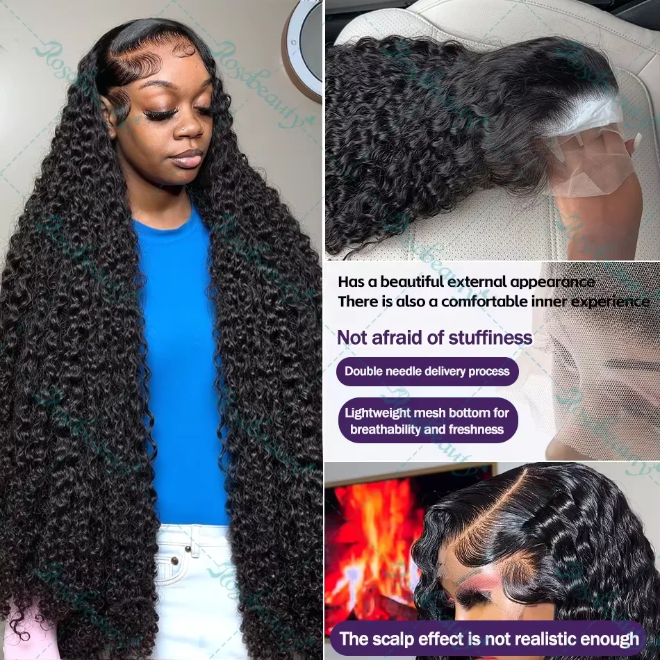 Wigirl 250% Loose Deep Wave 13x6 HD Lace Frontal Human Hair Wigs 40 Inch Brazilian Curly Wigs 13x4 Lace Front Wig Glueless Wig 5