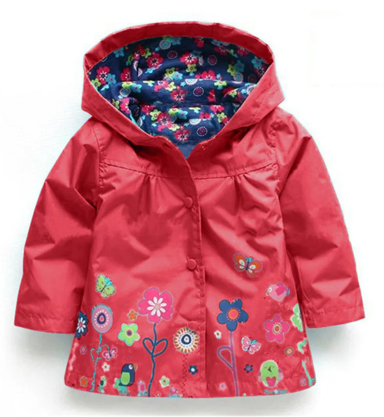 New Fashion Cute Kids Girls Cartoons Wind Rain Jacket Hooded Long Sleeve Windbreak Girl Waterproof Jacket Outwear Raincoat 2-6Y wool pea coat