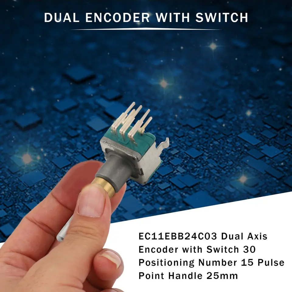 Ycagrain EC11EBB24C03 Dual Encoder met Schakelaar 30 Positionering Nummer 15 Handvat 25mm