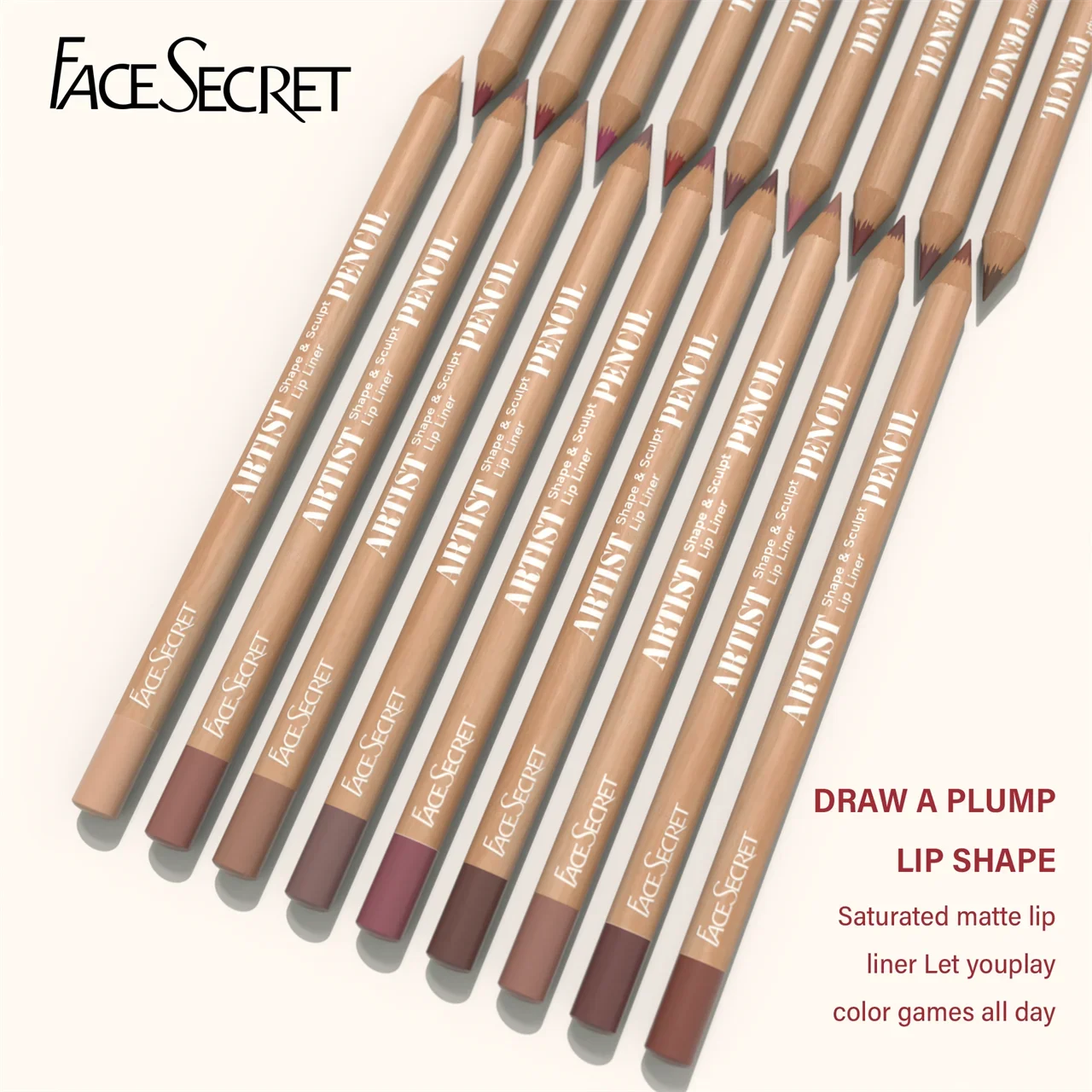 Face Secret 18 ColorLip Liner Pencil Weightless Precise With Super Soft Blendable Texture Matte Soft 4