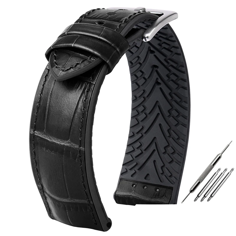Premium Waterproof Leather & Silicone Watch Strap - 20mm/22mm