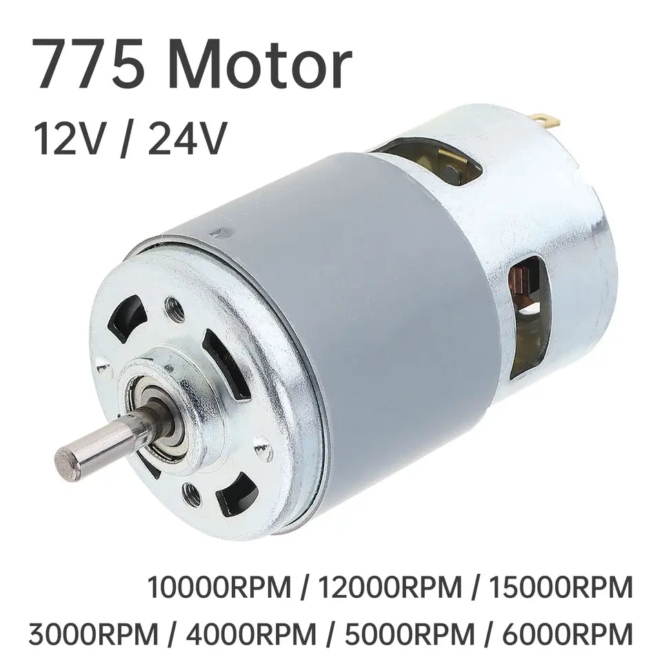 775 DC Motor 12V 3000-15000RPM High Speed Large Torque Motor for Small Drill/Micro Machine Tool with Ball Bearing and Fan Blades image 1