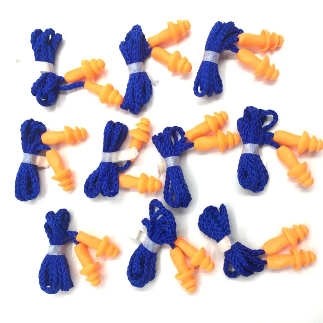 Ear Care10Pcs Soft Silicone Corded Ear Plug Protector Reusable Hearing Protection Noise Reduction Safe Work Comfortable Earplugs 6
