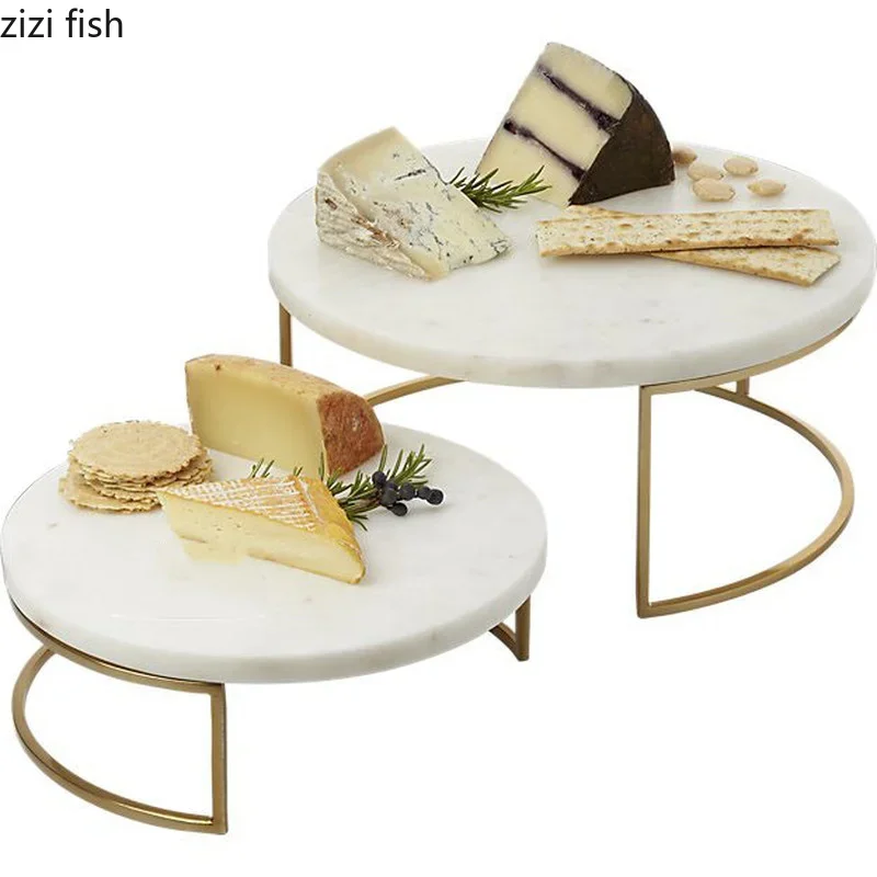 Iron Marble Cake Stand Dessert Tray Dim Sum Plate Display Stand Jewelry Tray Sushi Plate Snack Fruit Plates Refreshment Trays
