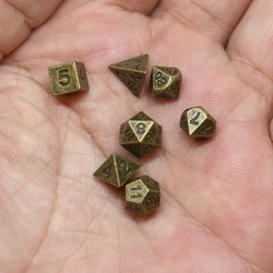 7-Piece Antique-Style Metal Polyhedral Dice Set (Golden)