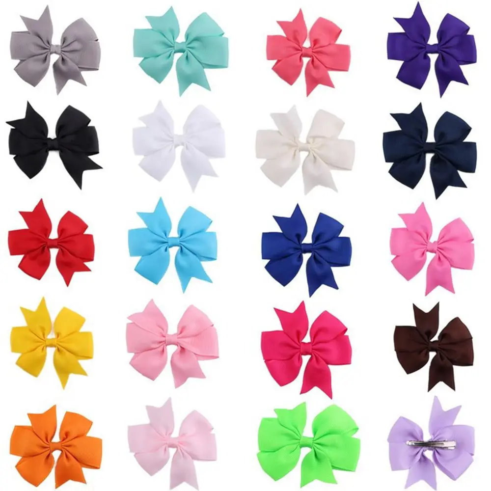 18PCS 8cm Grosgrain Ribbon Hair Bows No Clips Boutique Hair Accessories Flower Headwear DIY Accessory for Headband