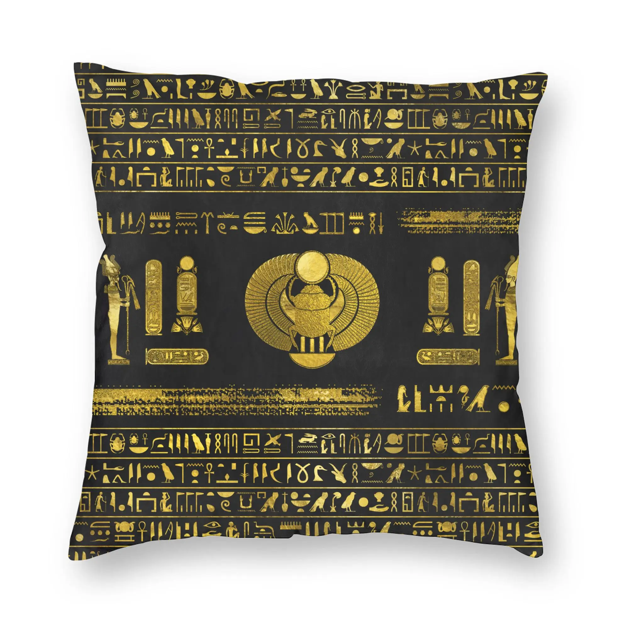Elegant Baroque Gold Medallion Decorative Pillowcase - Luxurious Soft Fabric Cushion Cover