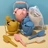 TYRY.HU 8pcs/Set Beach Toys Eco-Friendly Food-Grade Silicone-Fun Summer Outdoor Toys for Kids with Bucket & 4 Color Sand 1