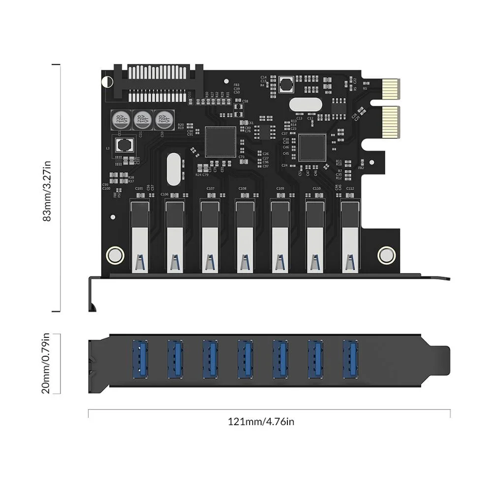 Orico Supervelocidade Porta Usb 3.0 Pci-e Express Card com um Conector de Alimentação Sata de 15 Pinos Pcie Adaptar para Windows 10 Linux - Imagem 6