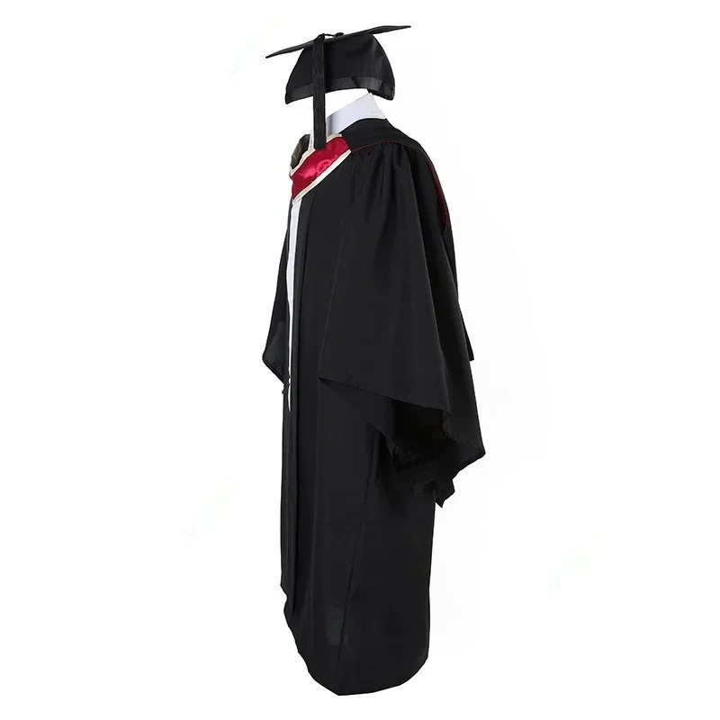 European and American University Style School Uniform Men's and Women's Graduation Dress Hat Set Bachelor's Graduation Dress