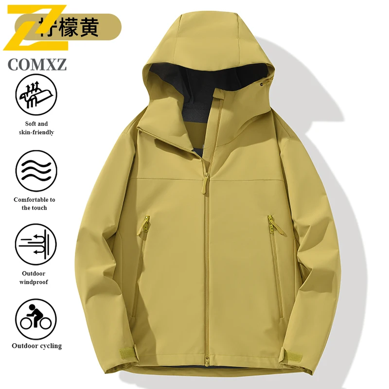 EiAO Windbreaker Unisex Hooded Spring Autumn 2025 Waterproof Windproof Outdoor Jacket for Hiking Camping Fishing  Activewear2025