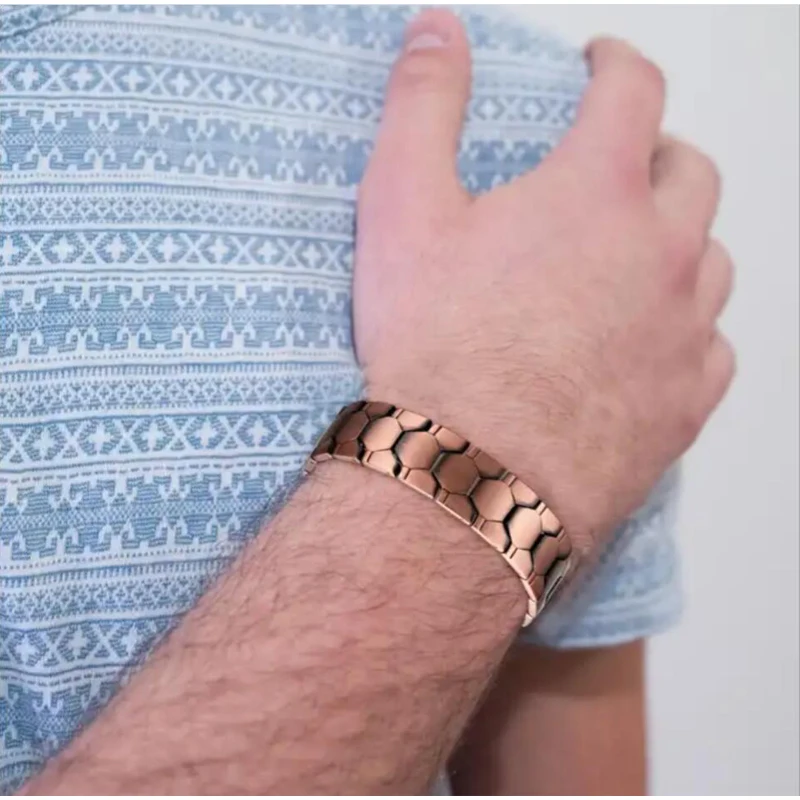 Pure Copper Magnetic Bracelet For Men With 2 Row Neodymium Magnets Adjustable Length Bracelet Jewelry Gifts For Men Father's Day