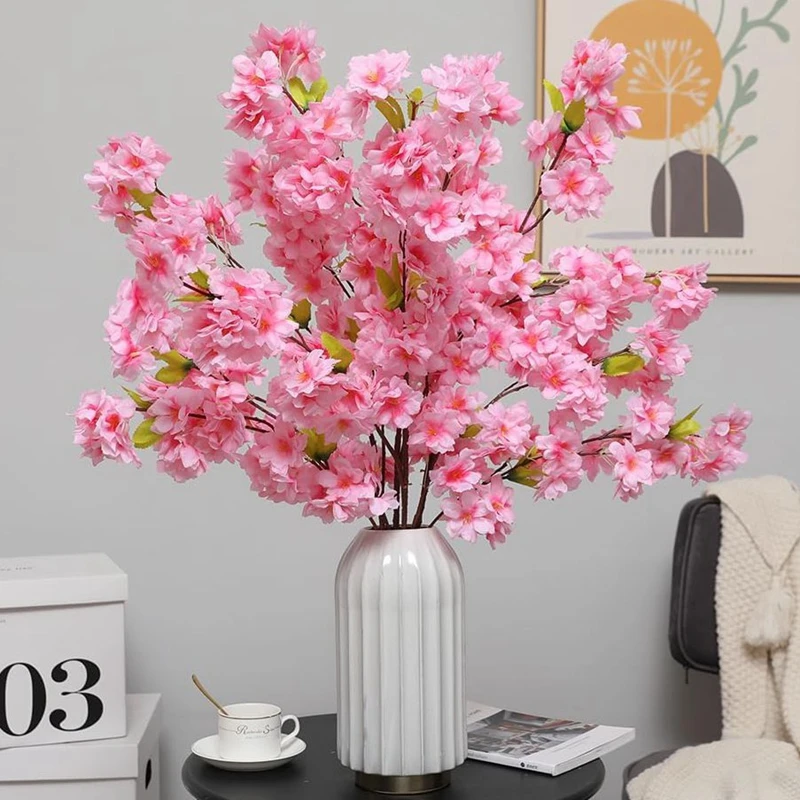 Künstlicher Sakura-Blumenstrauß aus Seide, künstliche Blumen für Zuhause, Raumdekoration, Garten, Hochzeit, Dekoration, Party, Tischdekoration in der Mitte – Detail 5