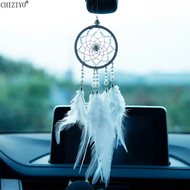 Atrapasueños colgante para coche, colgante de espejo de plumas, decoración  del hogar, adorno de coche de la suerte, accesorios de Interior de coche  para niñas - AliExpress