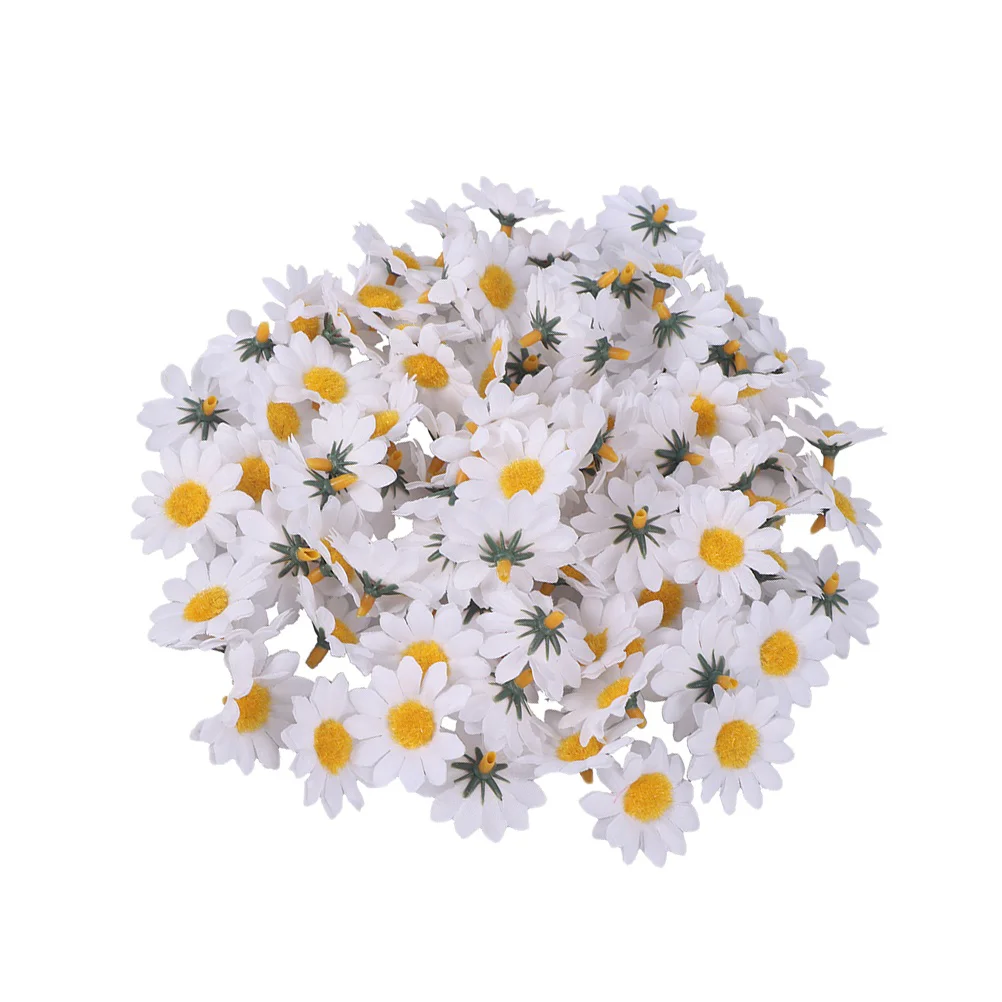 

200pcs Artificial Flowers Gerbera Daisy Flowers Sunflowers Floral for DIY Wedding Party Garland Corsage Cake Decor White