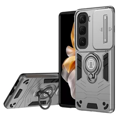 Shockproof Armor Case with Camera Protection Ring Stand for Hot 60 Pro Plus (GRAY)
