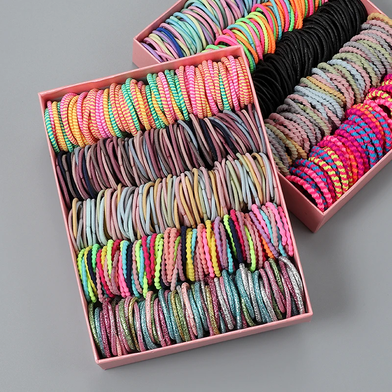 100pcs New Cute Girl Hair Bands Candy Color Elastic Rubber Band Hair Band Child Baby Headband Scrunchie Hair Tie Accessories baby bonnet cap newborn baby infant beanie cap crochet knitted hat winter warm hat for boy girl child breathable hat