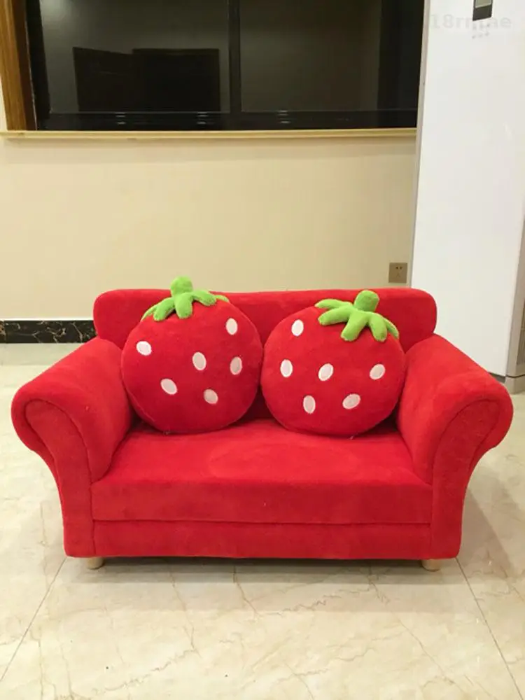 Children's Lazy Sofa Fabric Princess Baby Lazy Seat Strawberry Combination Sofa Child Mini Cute