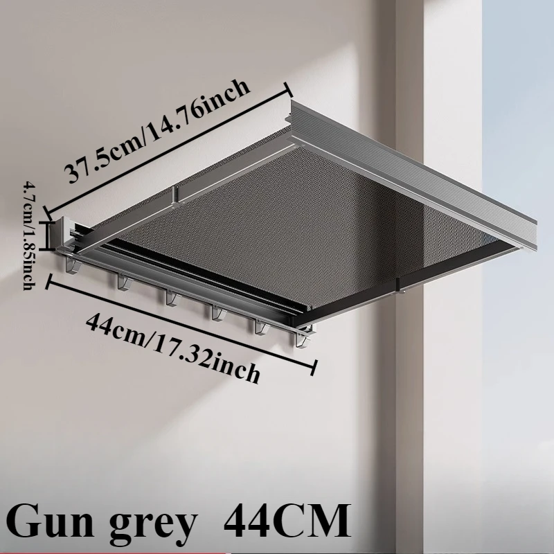 Clothes Drying Rack Collapsible of Aluminum Clothes Drying Net Tape Hook Balcony/Window/Bathroom Save Space Bathroom Accessories