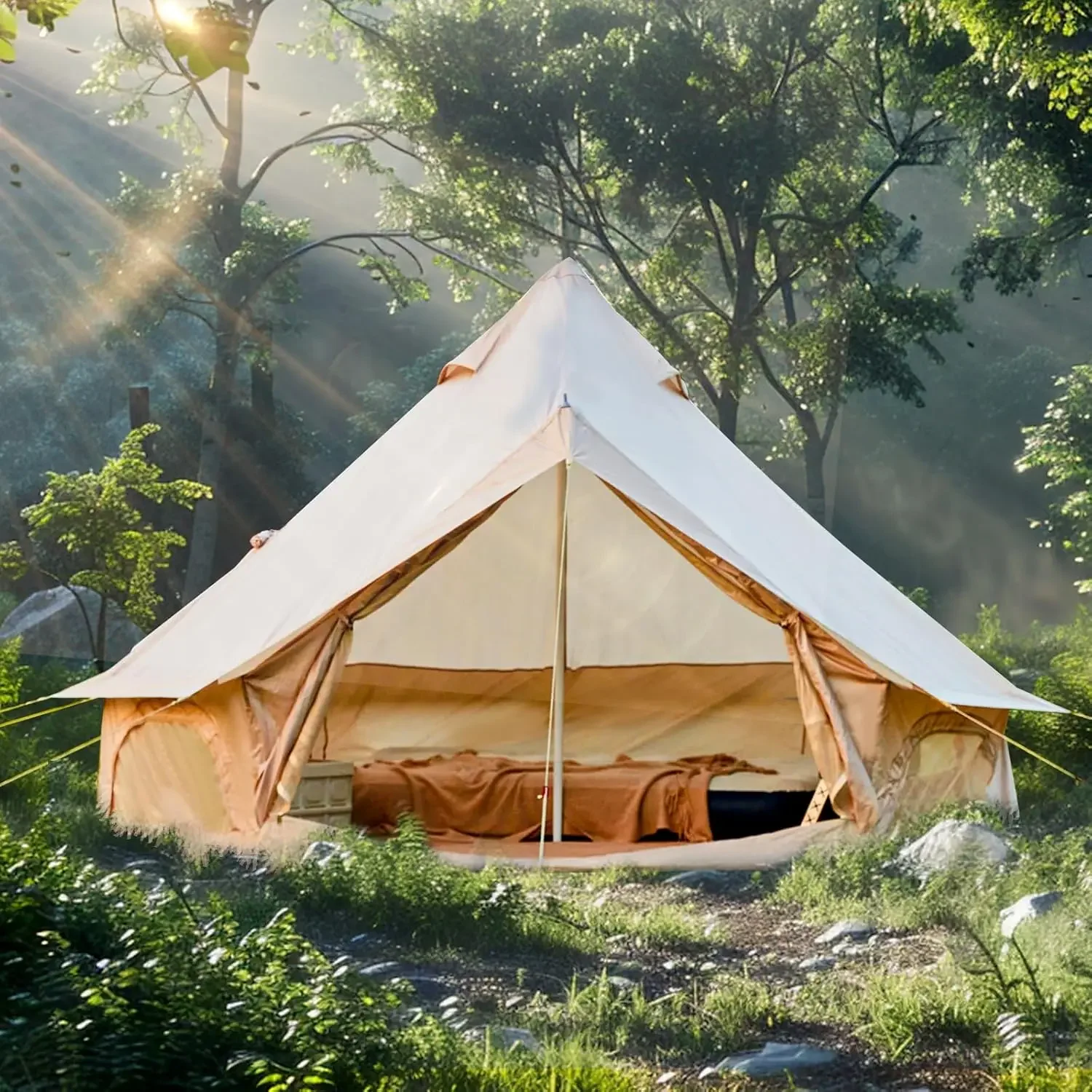 Season Waterproof Glamping Tents with Stove Jack for Family Camping Outdoor Bell Tent, Yurt Tent 4/6/8/10 Person 4