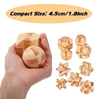 Small Lu Ban Lock IQ Brain Teaser Educational Toy for Kids Children Wooden Kong Ming Unlock Toys Adult Montessori 3D Puzzle Game 2