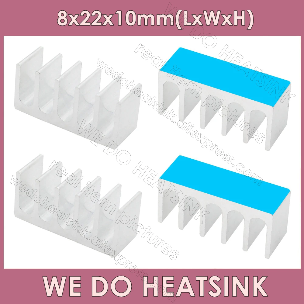 

WE DO HEATSINK 8x22x10mm Without or With Thermal Pad DIP Black Anodized / Silver Aluminum Heat Sink Cooler Radiator