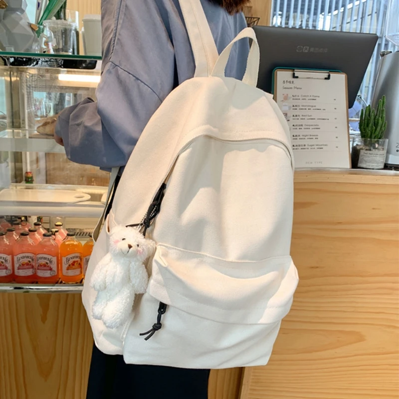Children Lunch Canvas Bag Daypacking Backpack Shoulder Bag for College Student