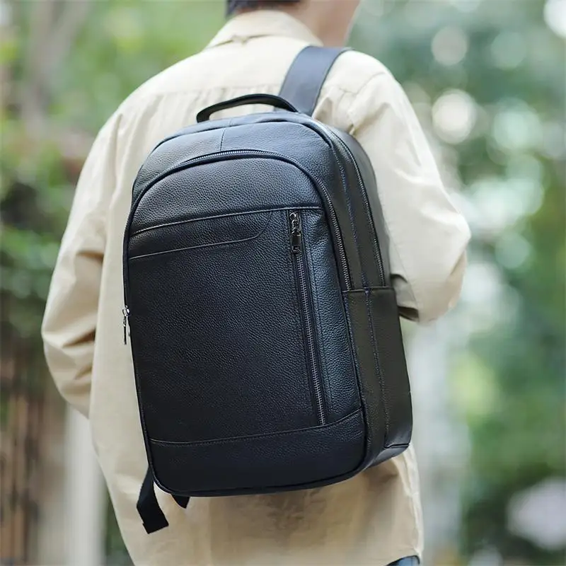 

Men's backpack leather large capacity business leisure travel computer backpack fashion trend first layer cowhide school bag man