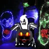 Large Halloween Outdoor Decoration Inflatable Ghost Skeleton Cat with Wings Built-in LED Light for Halloween Holiday Party Decor 2