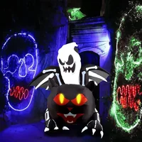 Large Halloween Outdoor Decoration Inflatable Ghost Skeleton Cat with Wings Built-in LED Light for Halloween Holiday Party Decor 2