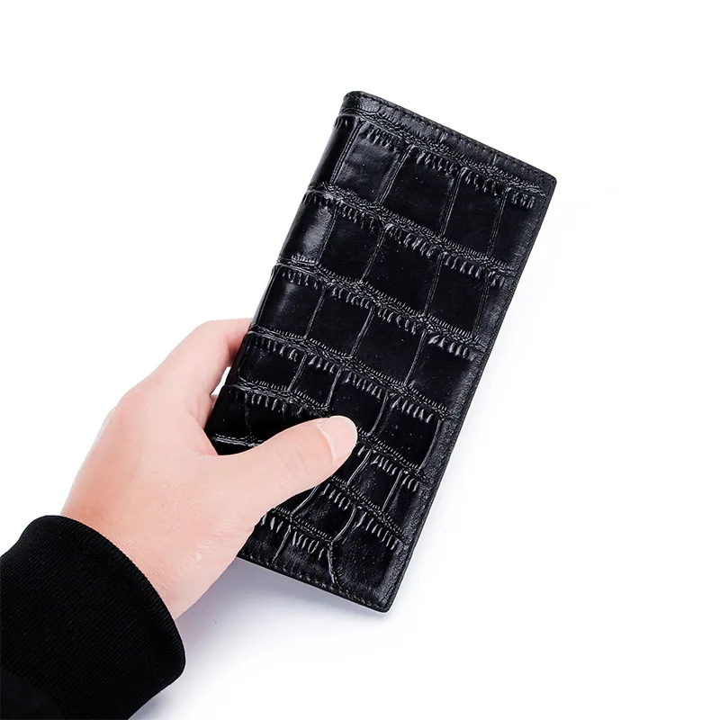 Men's Genuine Leather Wallet with Embossed Stone Pattern