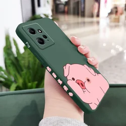 Adorable Little Fat Pig Liquid Silicone Phone Case for Redmi Note10(10S) (Dark Green)