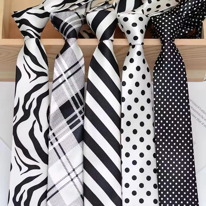 5cm 음표 인쇄 넥타이 대학생 좁은 넥타이 레오파드 체크 성능 넥타이 남성용 Daily Neckwear Gravata Gift