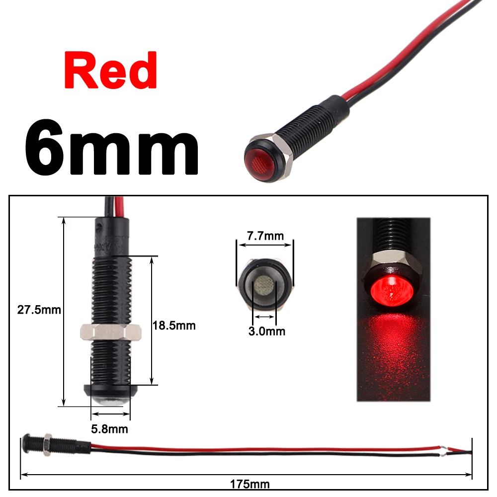 Multi-Color LED Indicator Light - Plastic Signal Dot Lamp (1 to 5 Pieces)